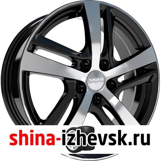 Колесный диск СКАД Сеул 6.5xR17 5×114.3 ET48 DIA67.1 черный глянцевый с полированной лицевой поверхностью в Ижевске